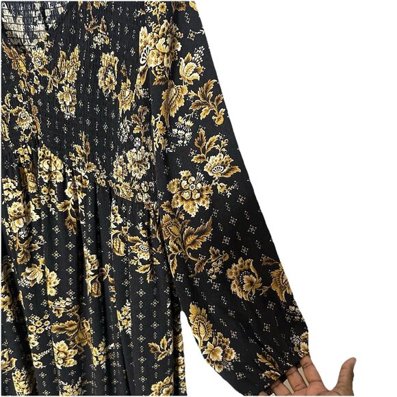 Torrid Smocked Bodice Dress Womens 1X Gauze MIDI Boho Peasant Drapey Flowy Indie - Picture 3 of 8